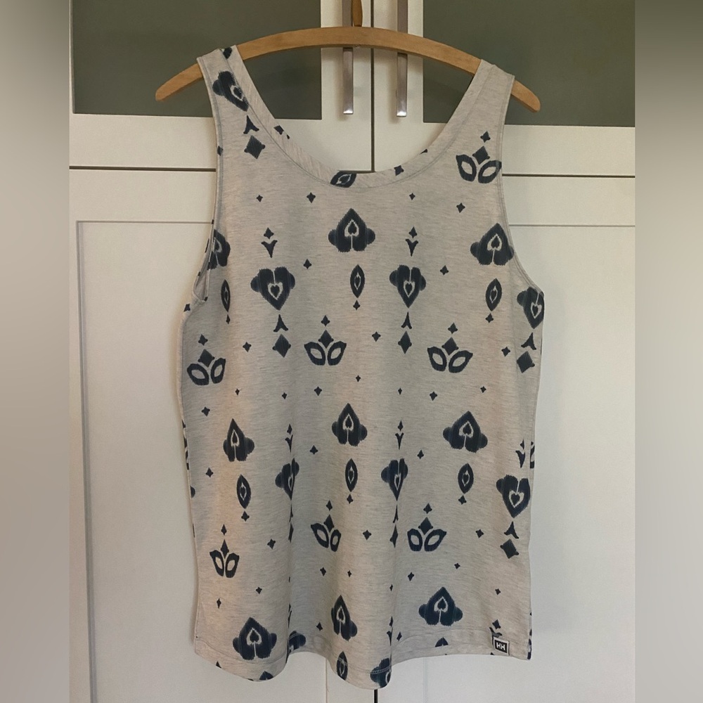 Helly Hansen Off-White and Navy Patterned Tank Top